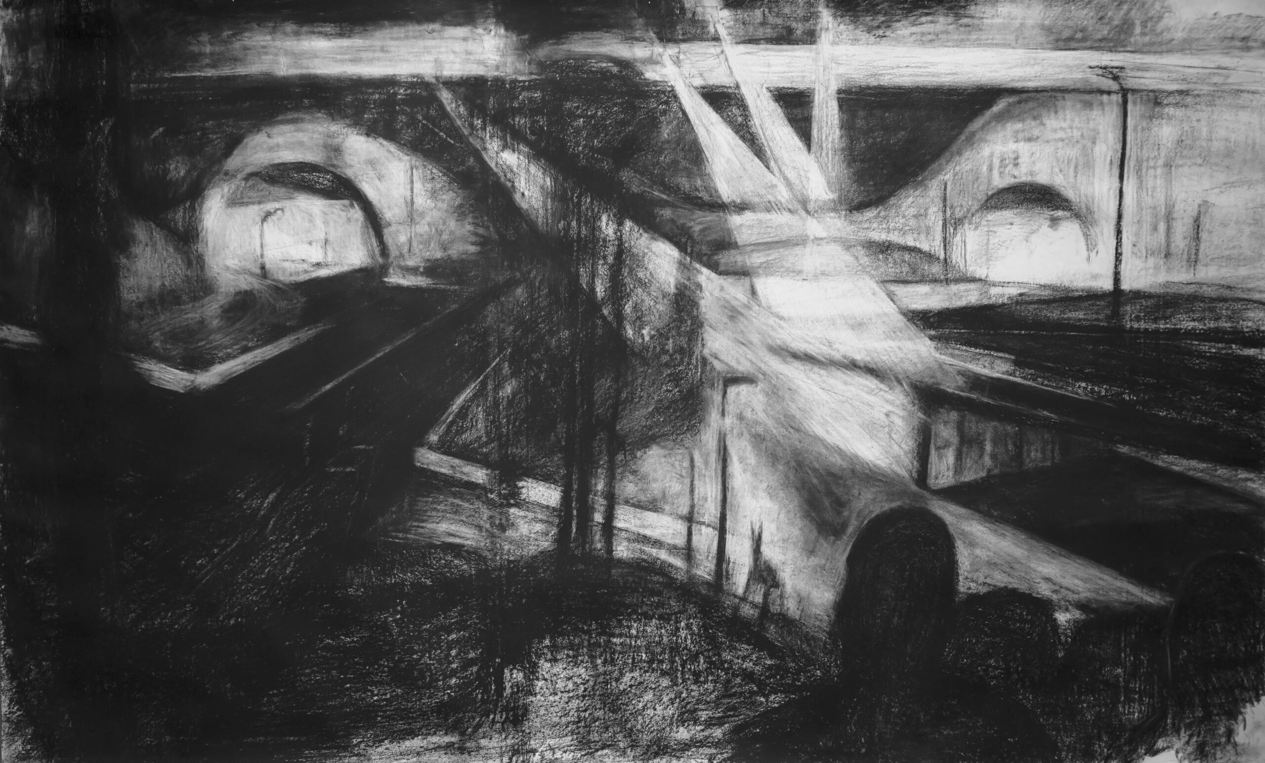 Revida, 2022 From the drawing series The Walker Charcoal and chalk on paper 150x250 cm